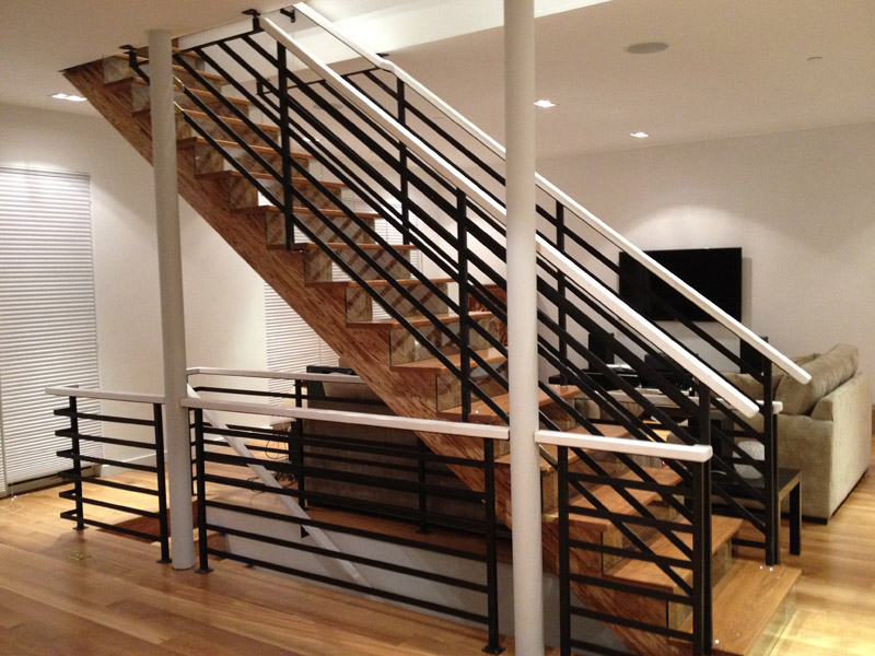 Staircase with Horizontal Line Railings