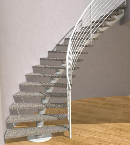 White Curved Single Stringer Staircase