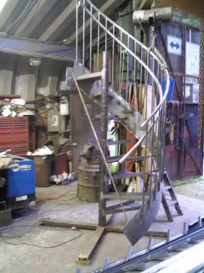 Curved Stringer Stairs in the Shop