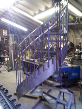 Curved Stringer Stairs in Shop