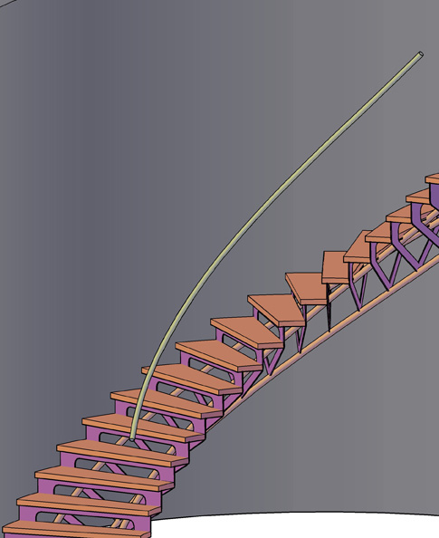 Curved Tri-Frame Stairs with Riser Plate