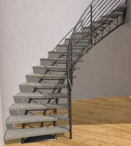 Curved Tri-Frame Stone Staircase