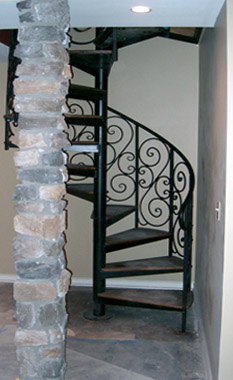 spiral staircase scroll rails