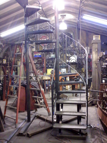 spiral staircase wrought iron railing