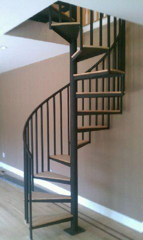 steel spiral staircase wood treads