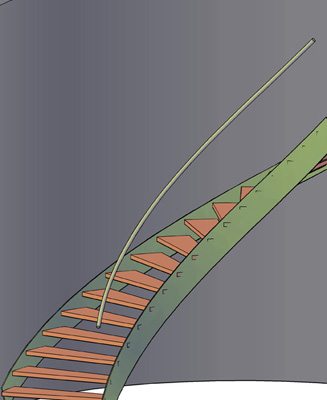 Acadia Stairs Curved 3D Render
