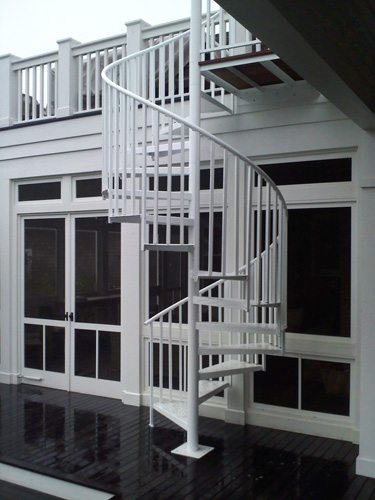 Modern Exterior Spiral Staircase on a Home