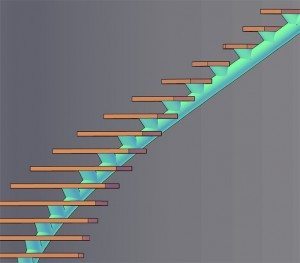 Rendering of Curved Single Stringer Staircase