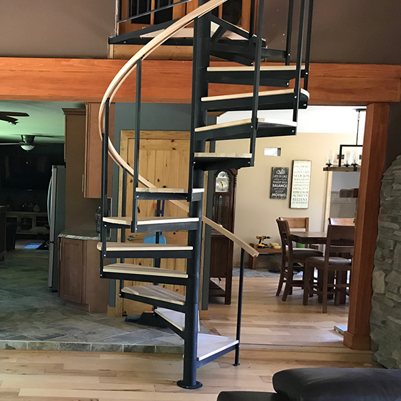 Metal and Wood Spiral Staircase