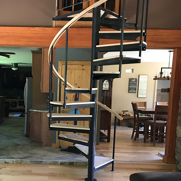 Metal and Wood Spiral Staircase