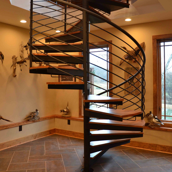 A spiral staircase in a home